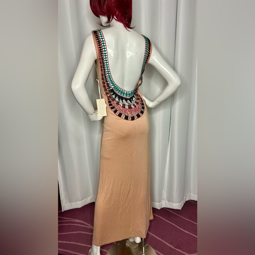 NWT Double Zero Multicolor Crochet Backless Maxi Dress